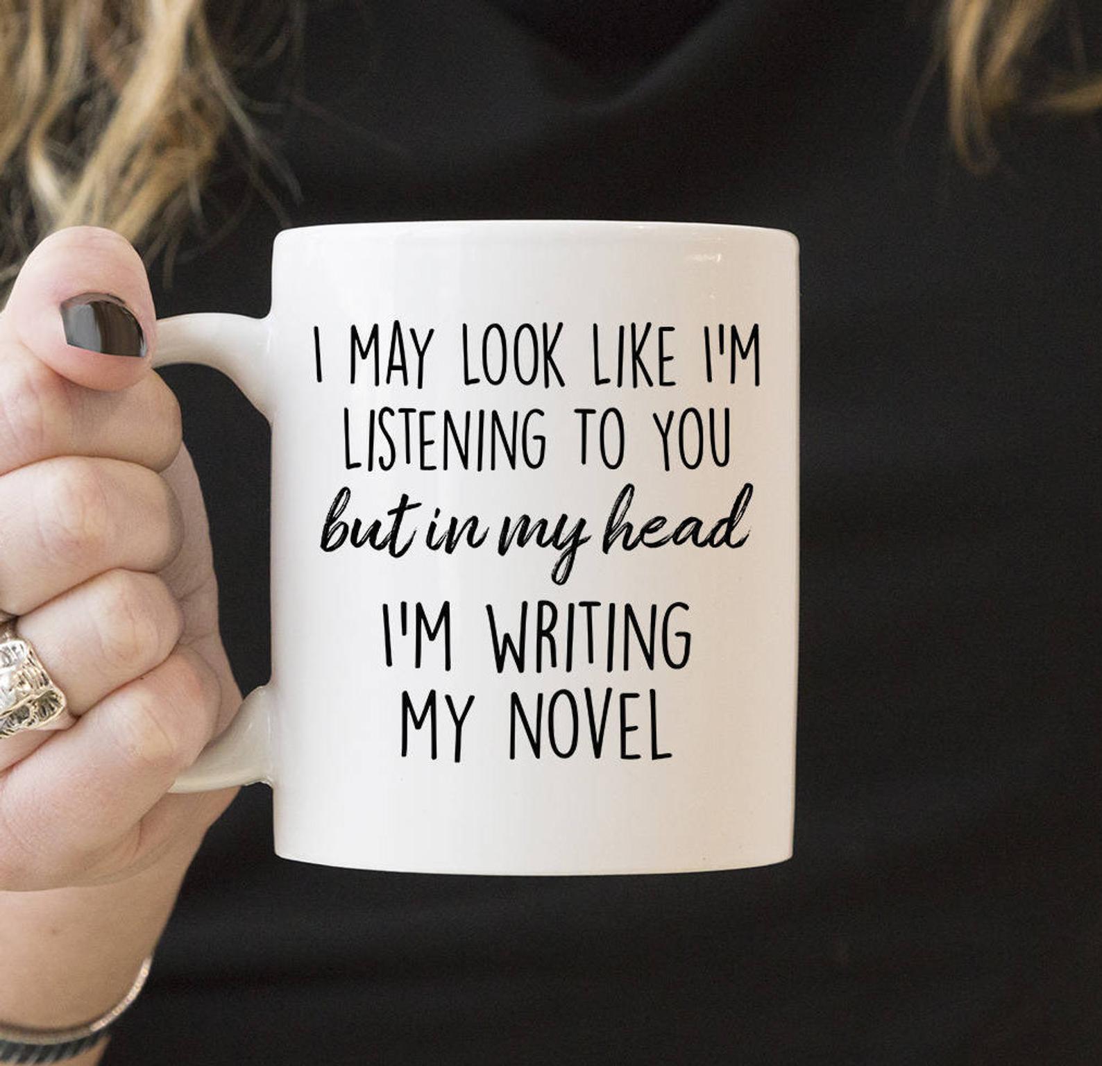 Author Literary Writer But In My Head I'm Writing My Novel Coffee Book Ideas Mug White Ceramic 11-15oz Coffee Tea Cup