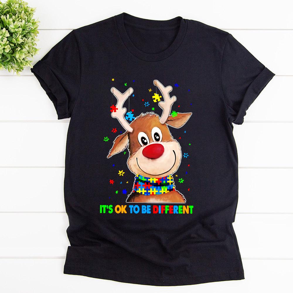 Autism Awareness Cute Deer It's Ok To Be Different T Shirt Black Unisex S-6XL