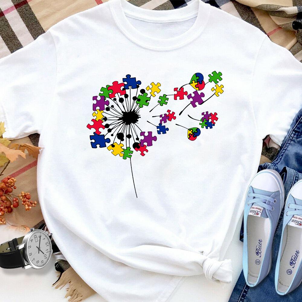 Autism awareness dandelion Women T Shirt White S-3XL