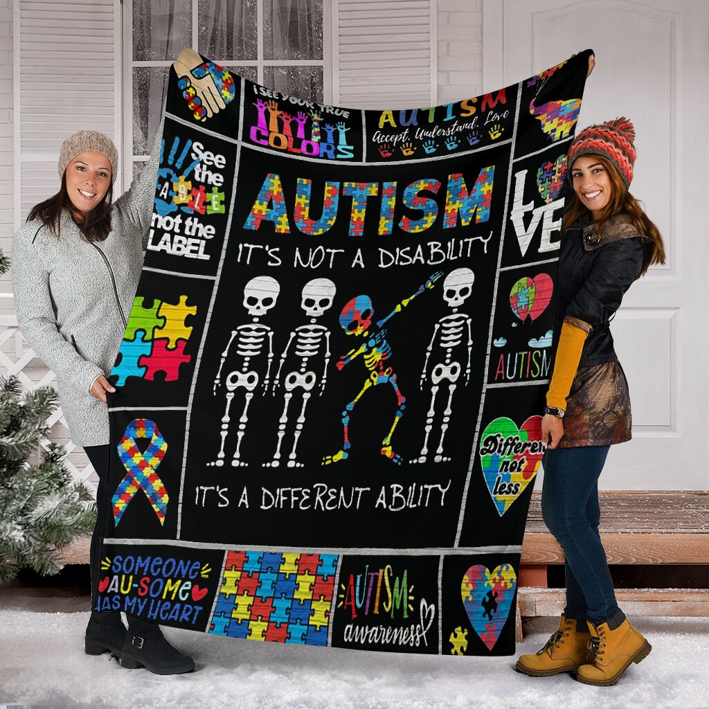 Autism Its Not A Disability Dabbing Fleece Blanket