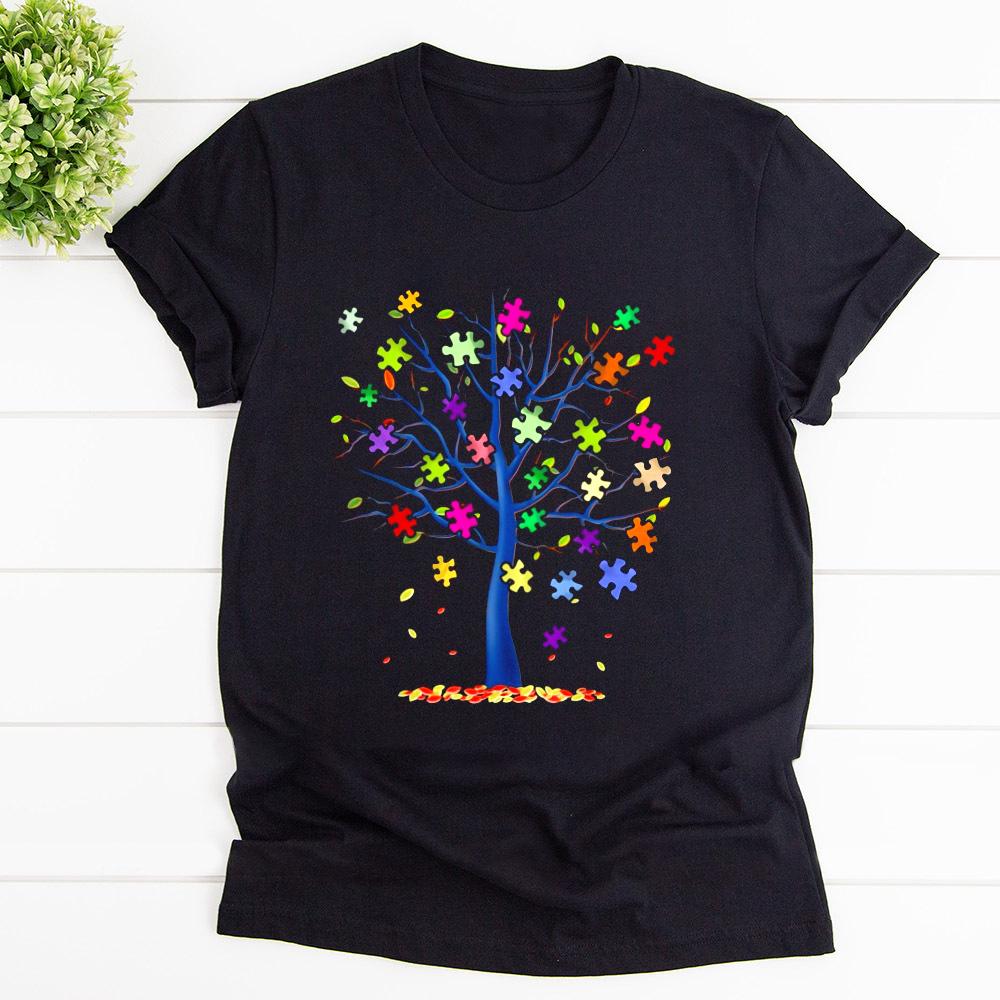 Autism Tree Colorful Tree Autism Awearness T Shirt Black Unisex S-6XL