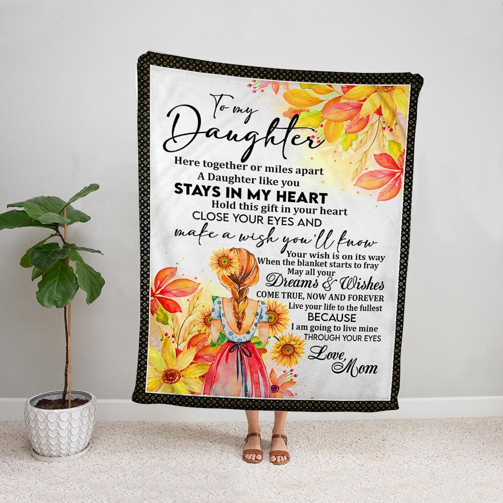 Autumn sunflower to my daughter from mom I am going to live my life through your eyes family love soft Fleece Blanket