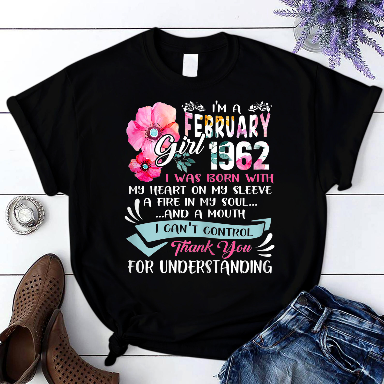 Awesome Since 1962 59Th Birthday I'M A February Girl 1962 T Shirt Black Women S-3Xl