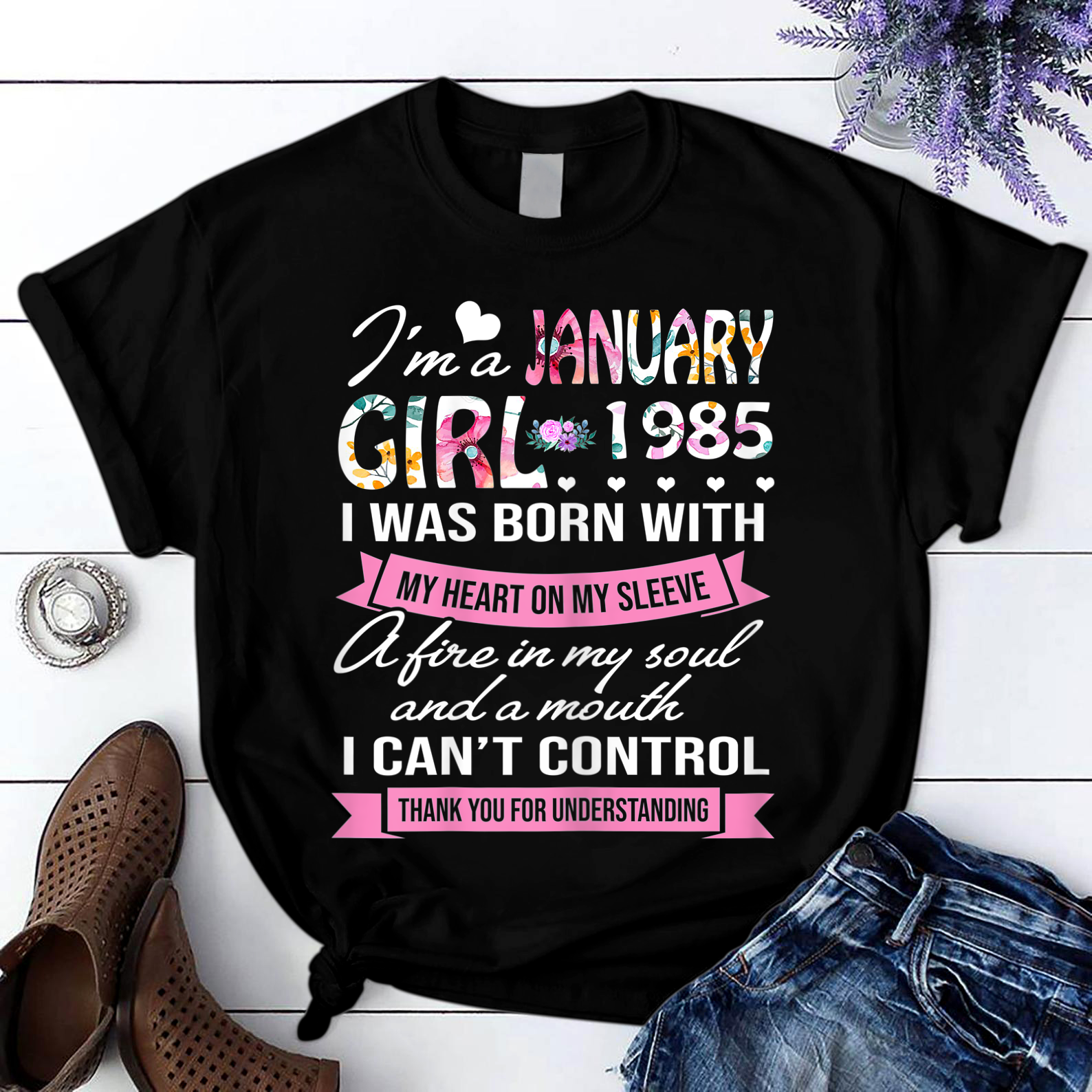 Awesome Since 1985 36th Birthday Im A January Girl 1985 T Shirt Black Unisex S-6XL