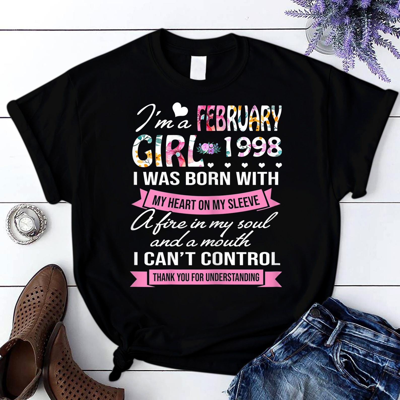 Awesome Since 1998 23Rd Birthday I'M A February Girl 1998 T Shirt Black Women S-3Xl