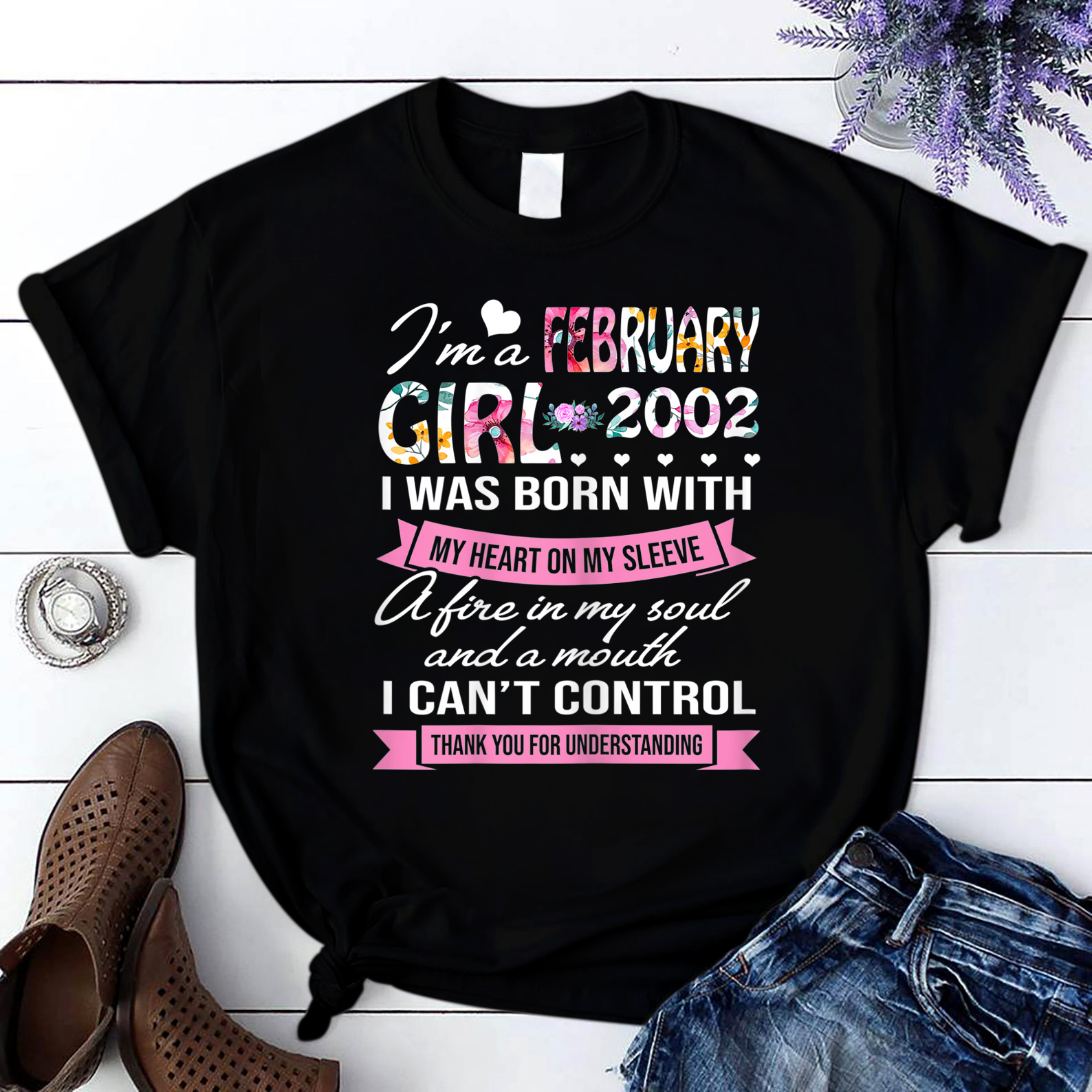 Awesome Since 2002 19Th Birthday I'M A February Girl 2002 T Shirt Black Women S-3Xl