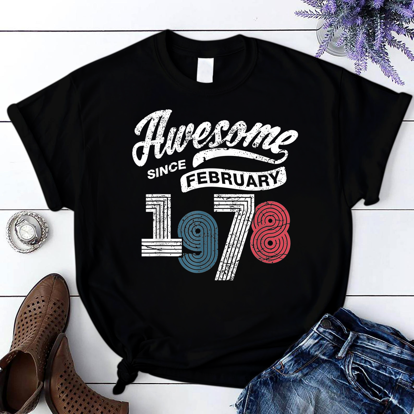 Awesome Since February 1978 43 Years Old 43Rd Birthday T Shirt Black Unisex S-6Xl