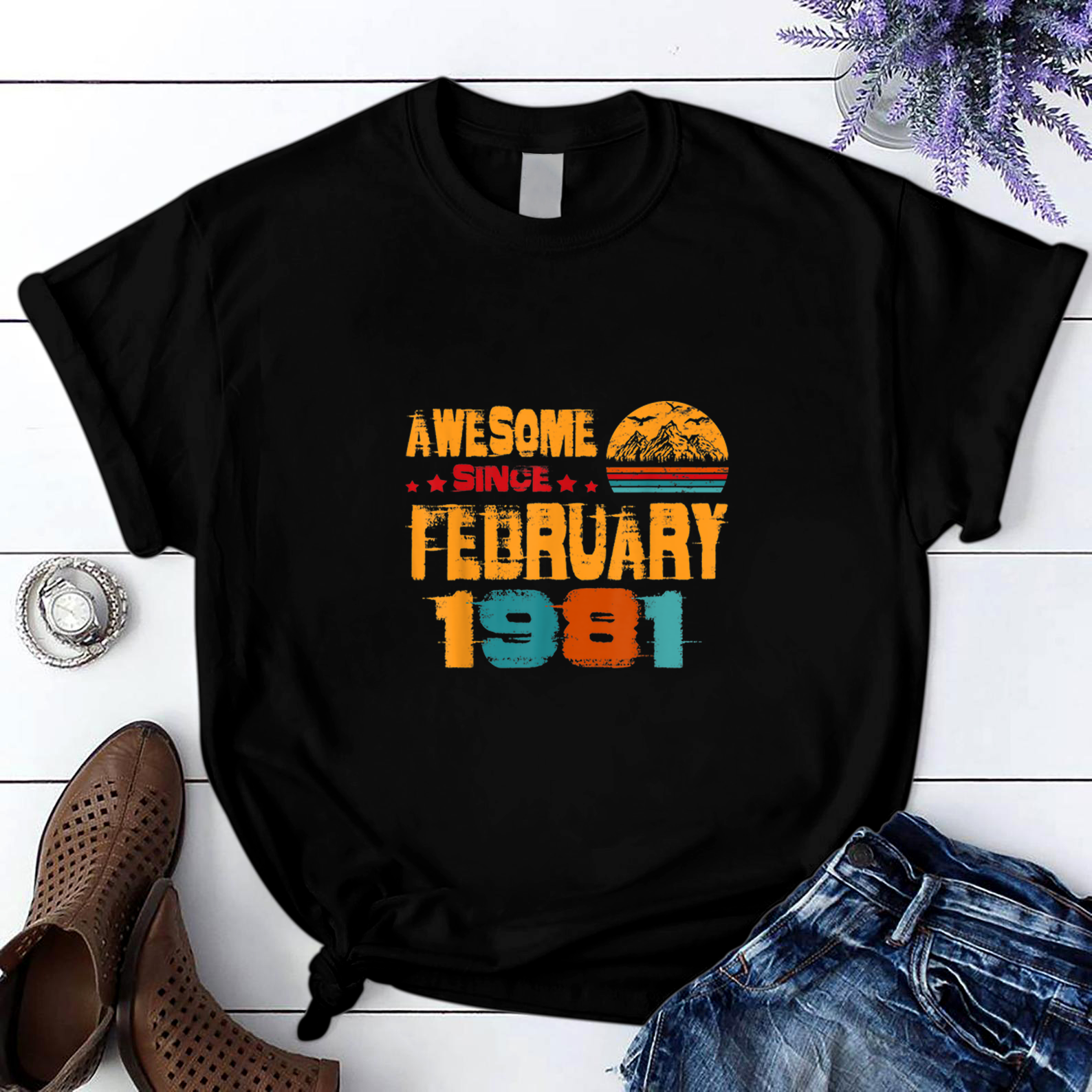 Awesome Since February 1981 Vintage 40Th Birthday 40 Year T Shirt Black Unisex S-6Xl