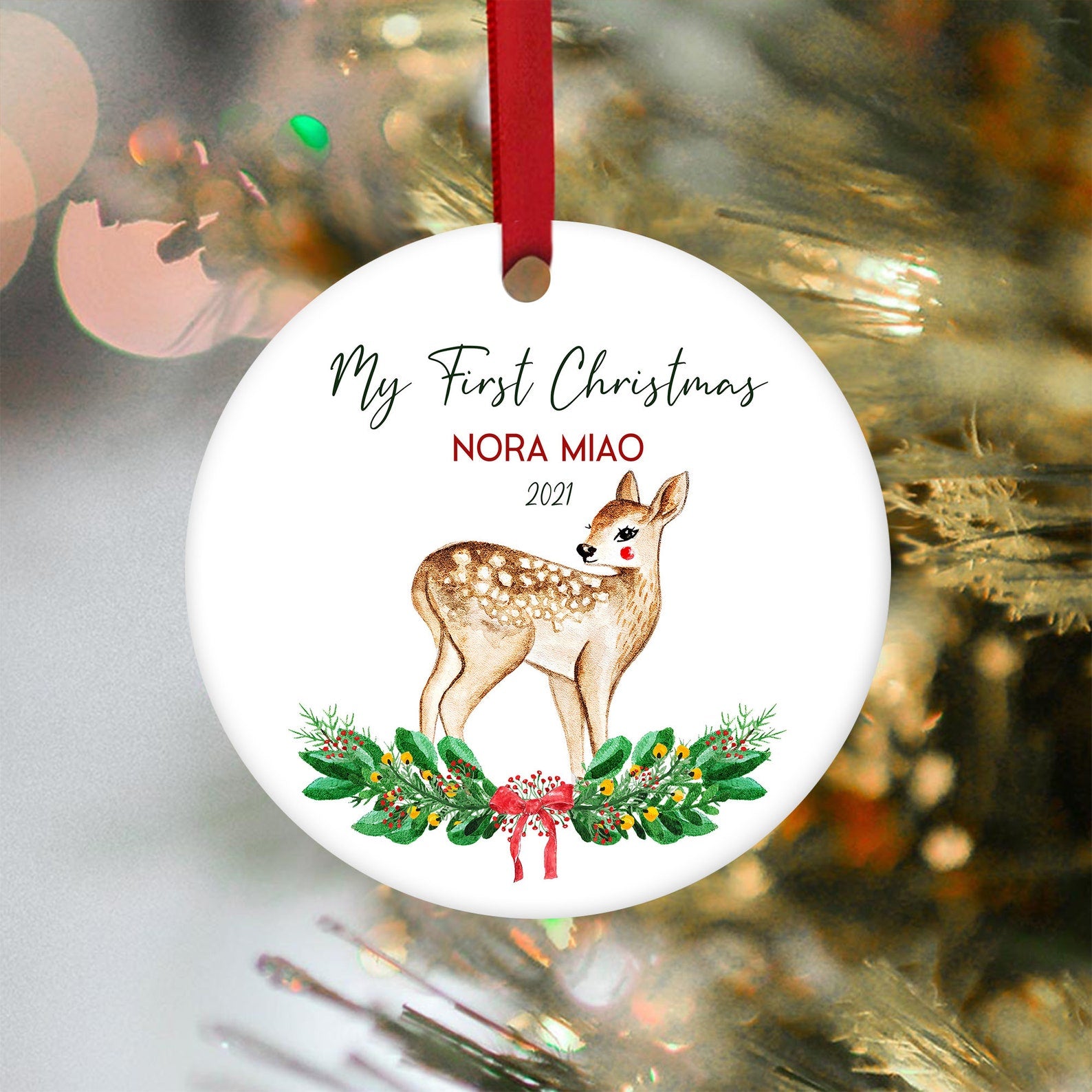 Baby First First Baby Babys First Deer Baby Newborn Christmas Ornament