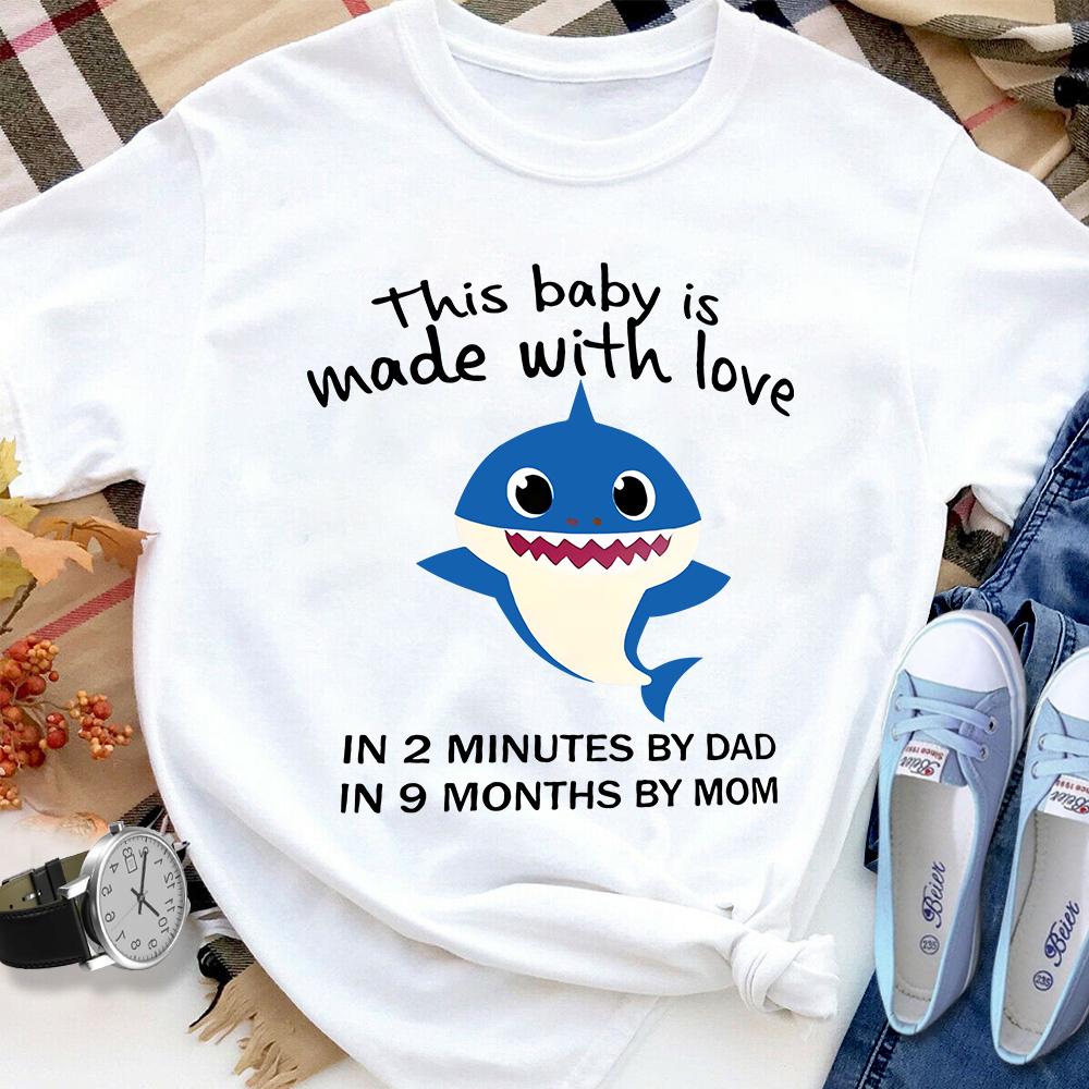 Baby shark this baby is made with love Women T Shirt White S-3XL