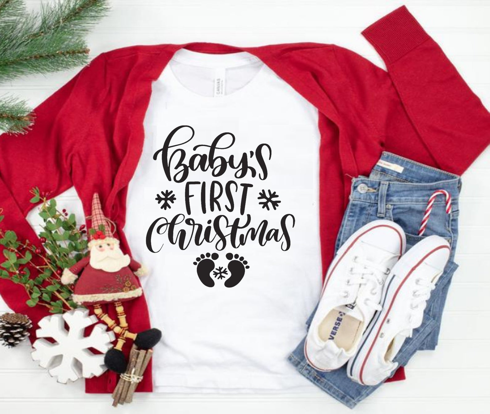 Baby's First Christmas Design Baby is Coming Soon T Shirt White Unisex S-6XL