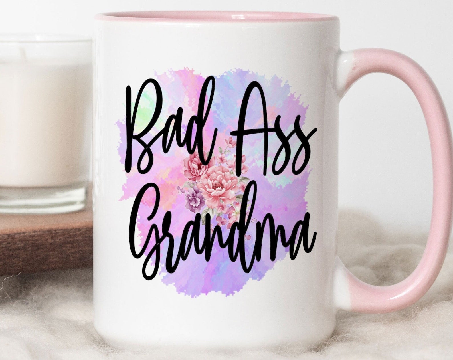 Bad Ass Grandma Birthday Gift Mother's Day Gift Valentine Day Gift For Grandma Inner Color Accent Mug 11oz Coffee Tea Cup