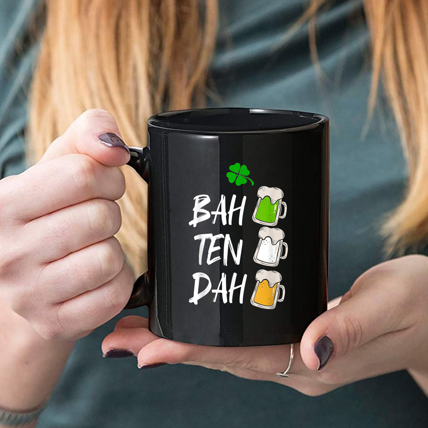 Bah Ten Dah Funny St Patrick'S Day Beer Bartender Mug Black Ceramic 11-15Oz Coffee Tea Cup