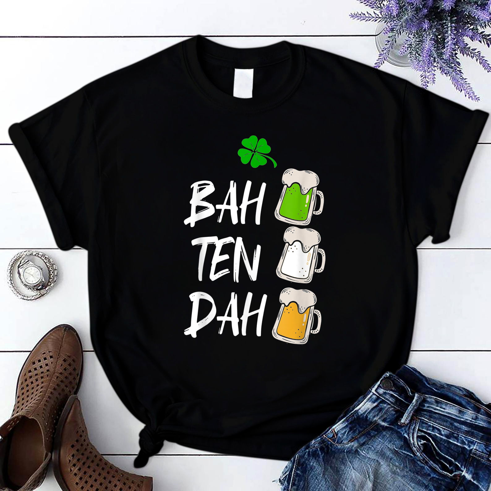 Bah Ten Dah Funny St Patrick'S Day Beer Bartender T Shirt Black Unisex S-6Xl