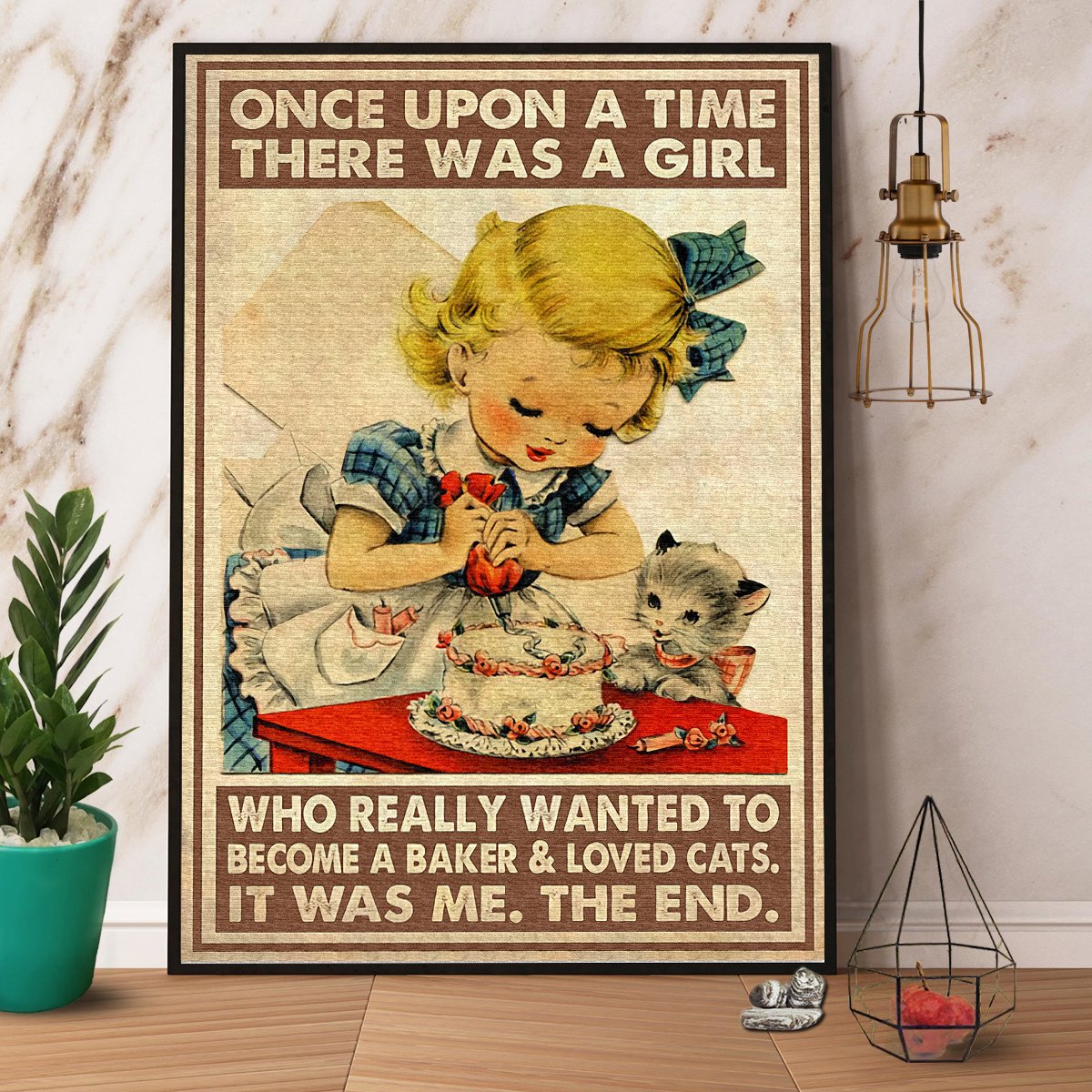 Baking A Girl Who Really Wanted To Become A Baker & Loved Cats Satin Poster Portrait No Frame