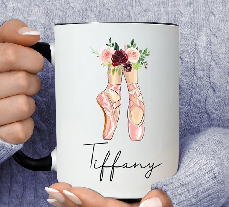 Ballerina Personalized Name Tiffany Inner Color Accent Mug 11oz Coffee Tea Cup