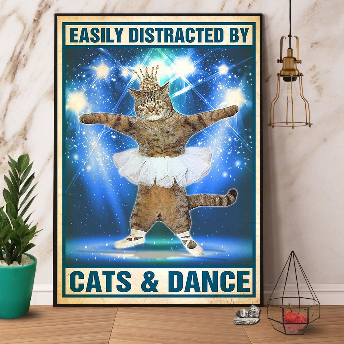 Ballet Cat Easily Distracted By Cats & Dance Satin Poster Portrait No Frame