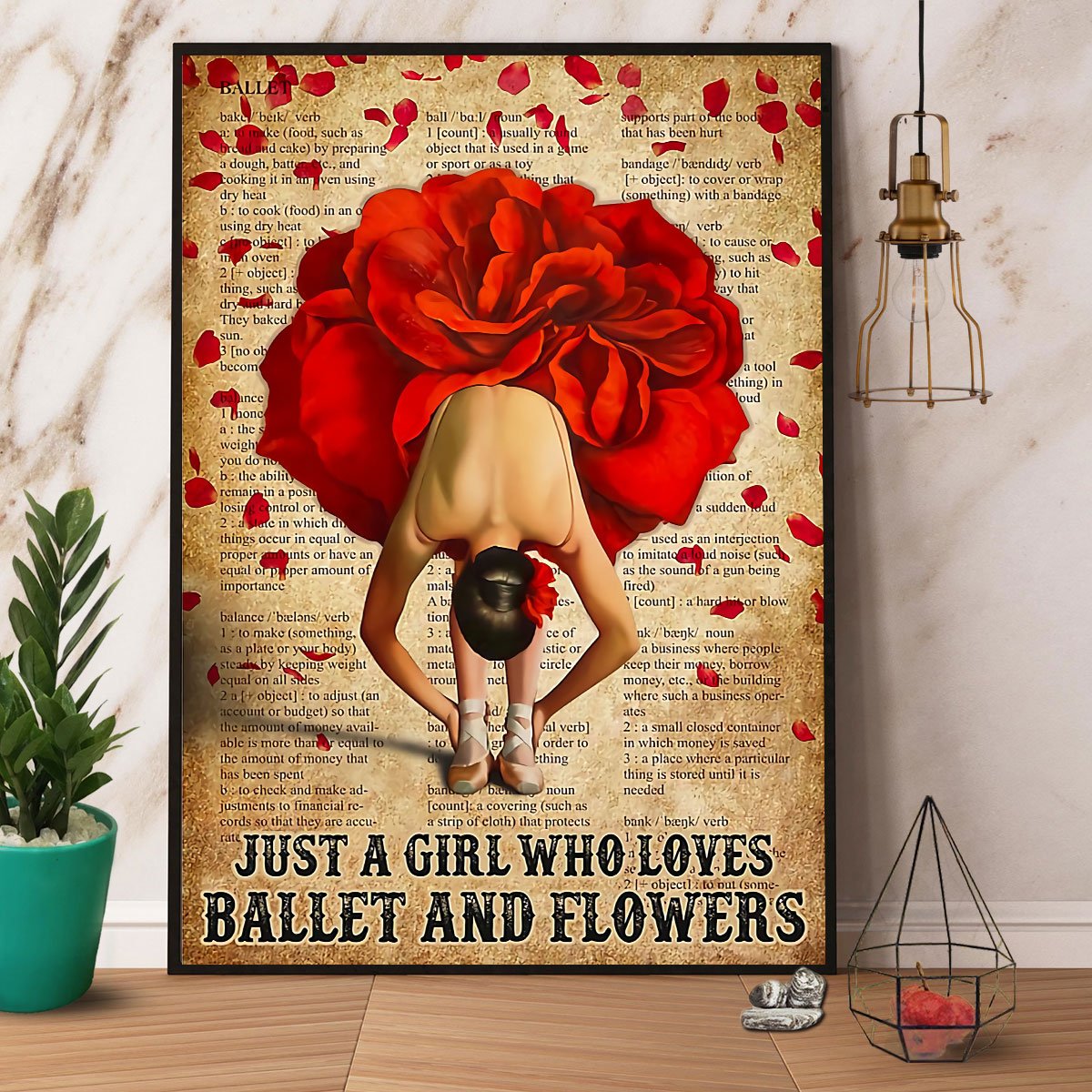 Ballet Flowers Just A Girl Who Loves Ballet And Flowers Satin Poster Portrait No Frame