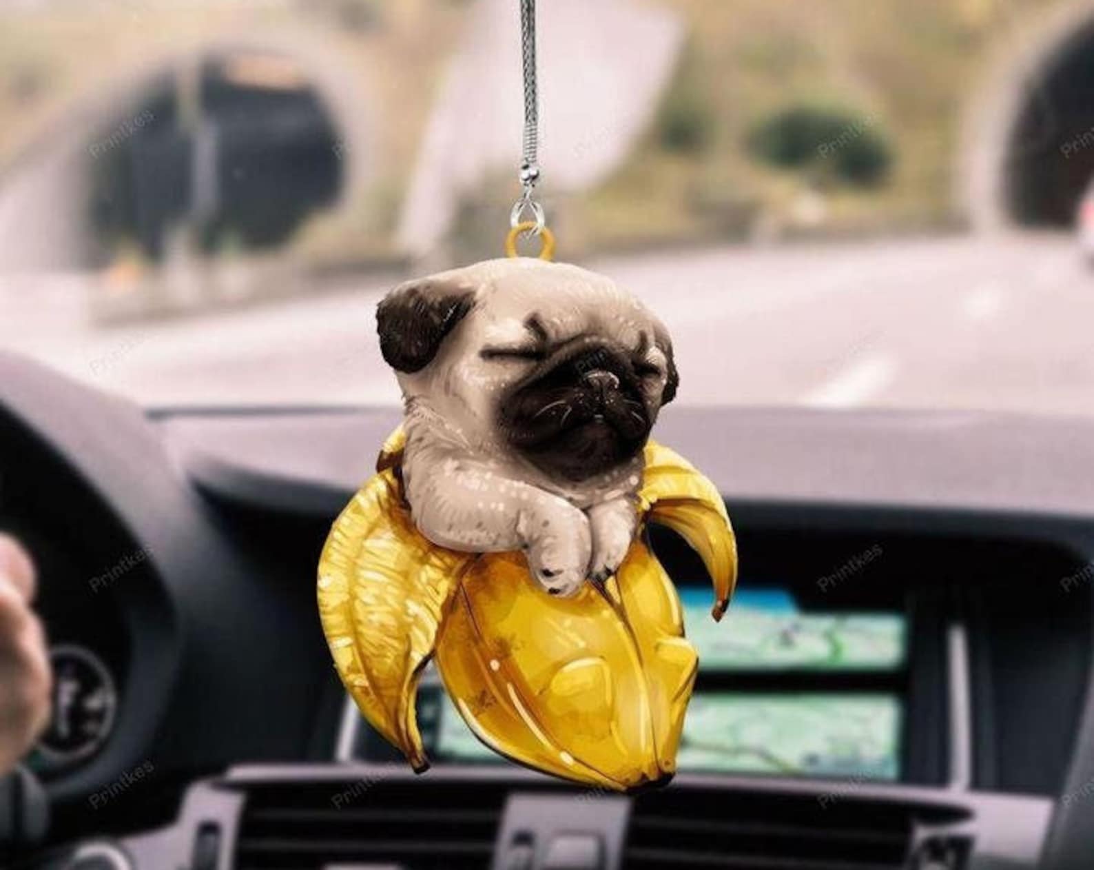 Banana Pug Sleeping Angel Banana Pug Lovers Dog Mom Dog Car Hanging Christmas Ornament