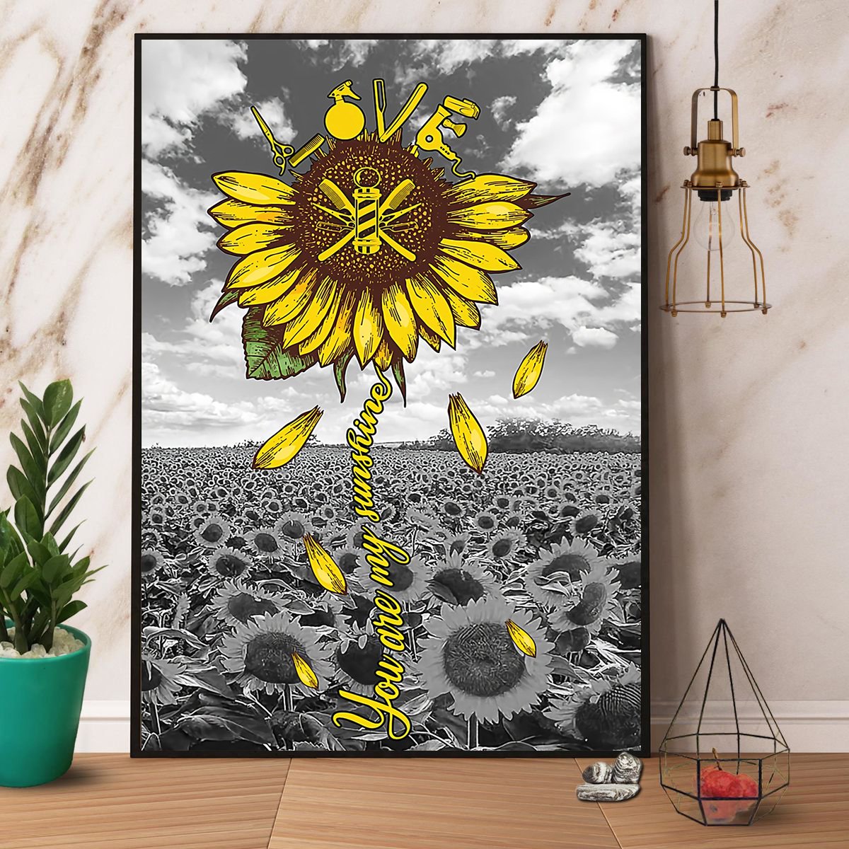 Barber Sunflower Love You Are My Sunshine Satin Poster Portrait No Frame