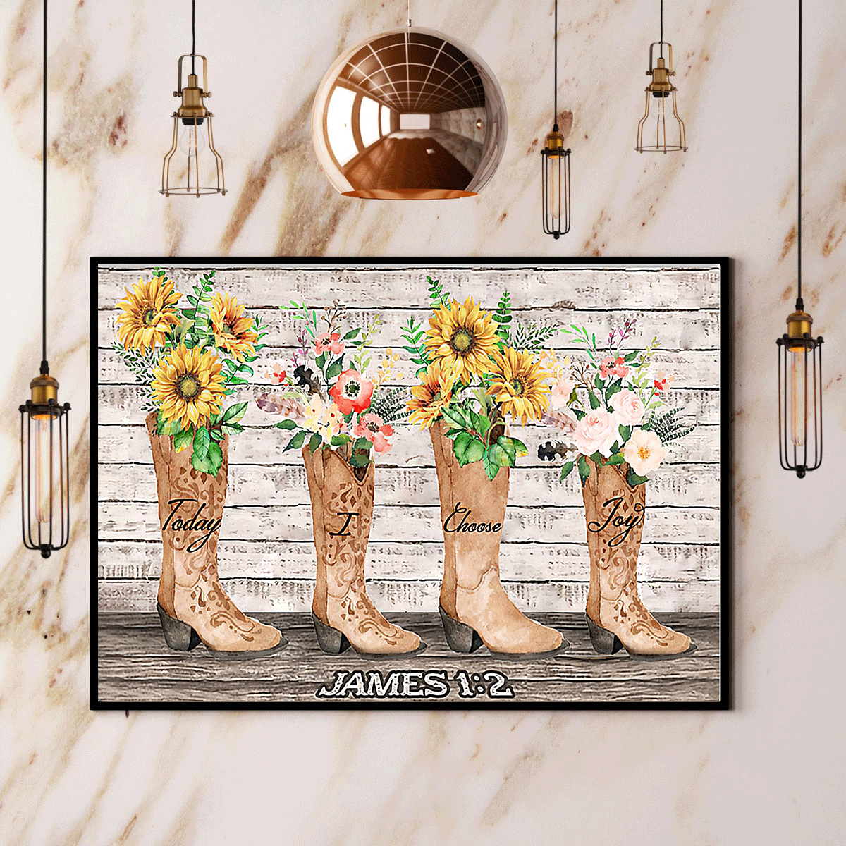 Barn Sunflower Boots Today I Choose Joy Satin Poster Landscape No Frame