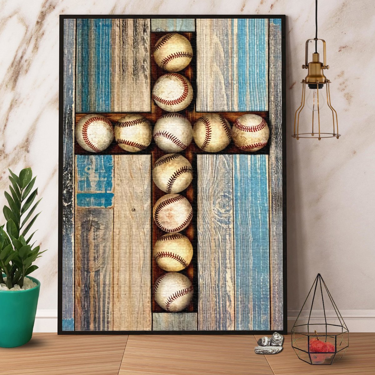 Baseball Cross Satin Poster Portrait No Frame