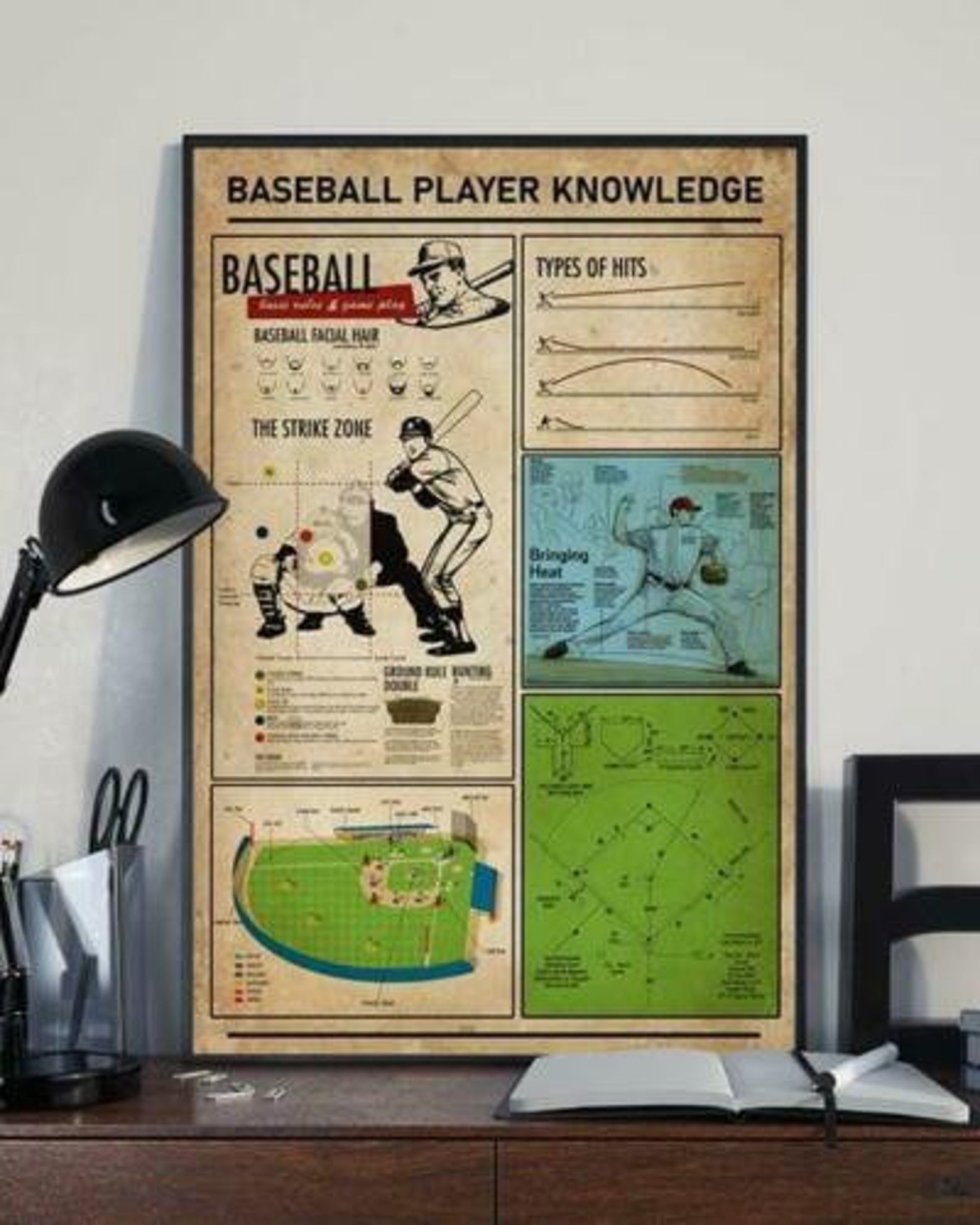 Baseball Player Knowledge Satin Poster Portrait no Frame