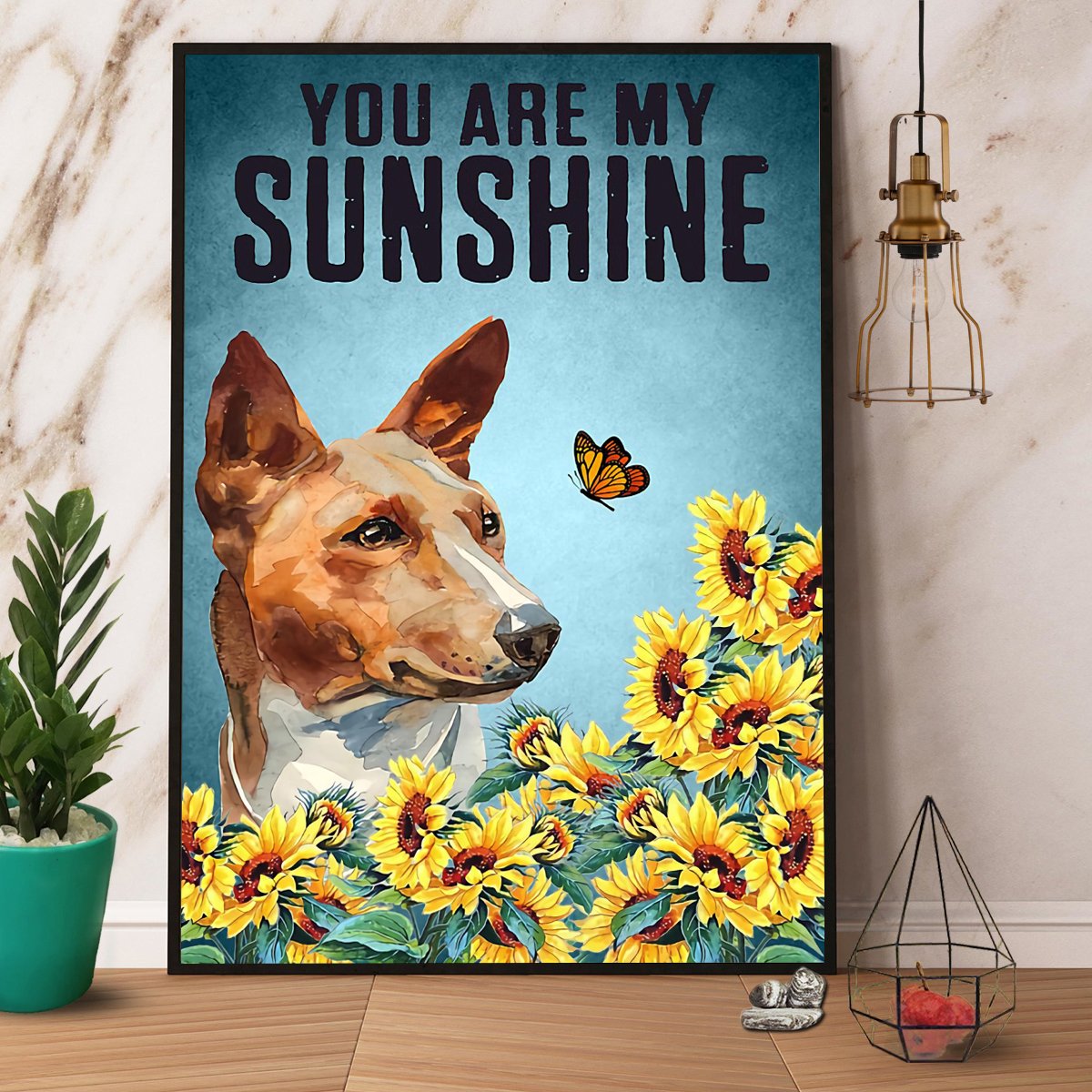 Basen Ji Dog Sunflower You Are My Sunshine Satin Poster Portrait No Frame