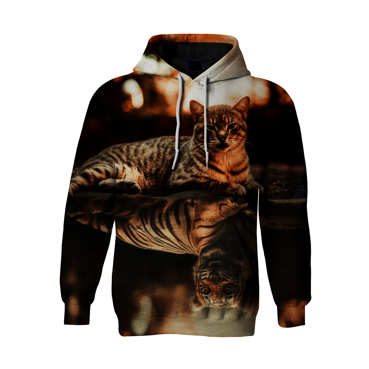 Basic Mens 3D Cat Tiger Lion Pattern Slim Fitted Pullover Hoodie 3D Print Full S-5XL