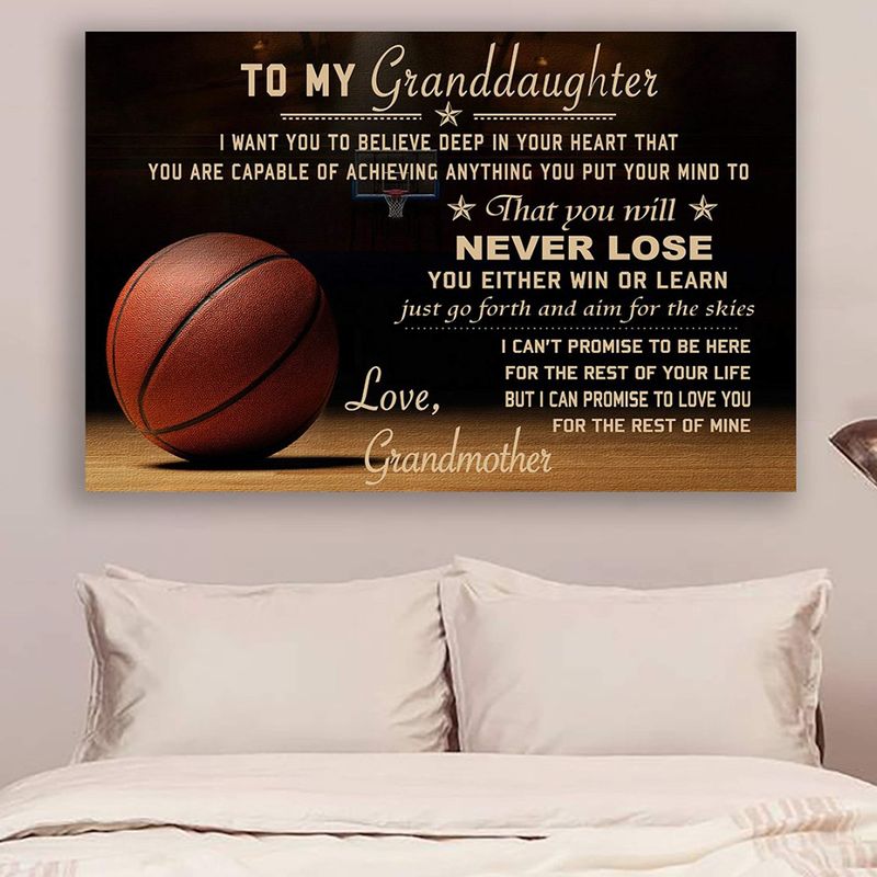 Basketball Grandma To Granddaughter Never Lose Beautiful Is Best Gift For Granddaughter From Grandma Satin Poster Landscape no Frame