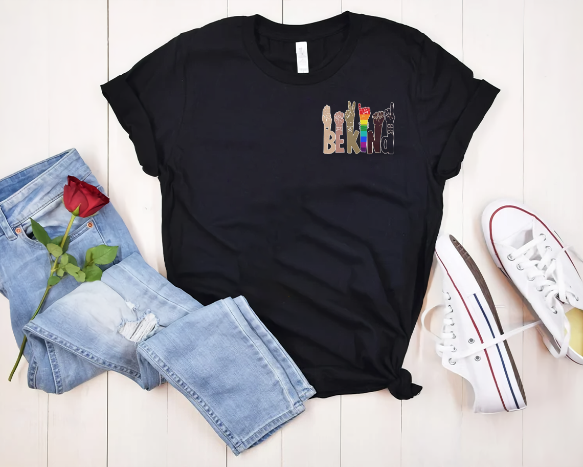 Be Kind Rainbow Asl Pride Gay Lgbt T-shirt Unisex S-6xl