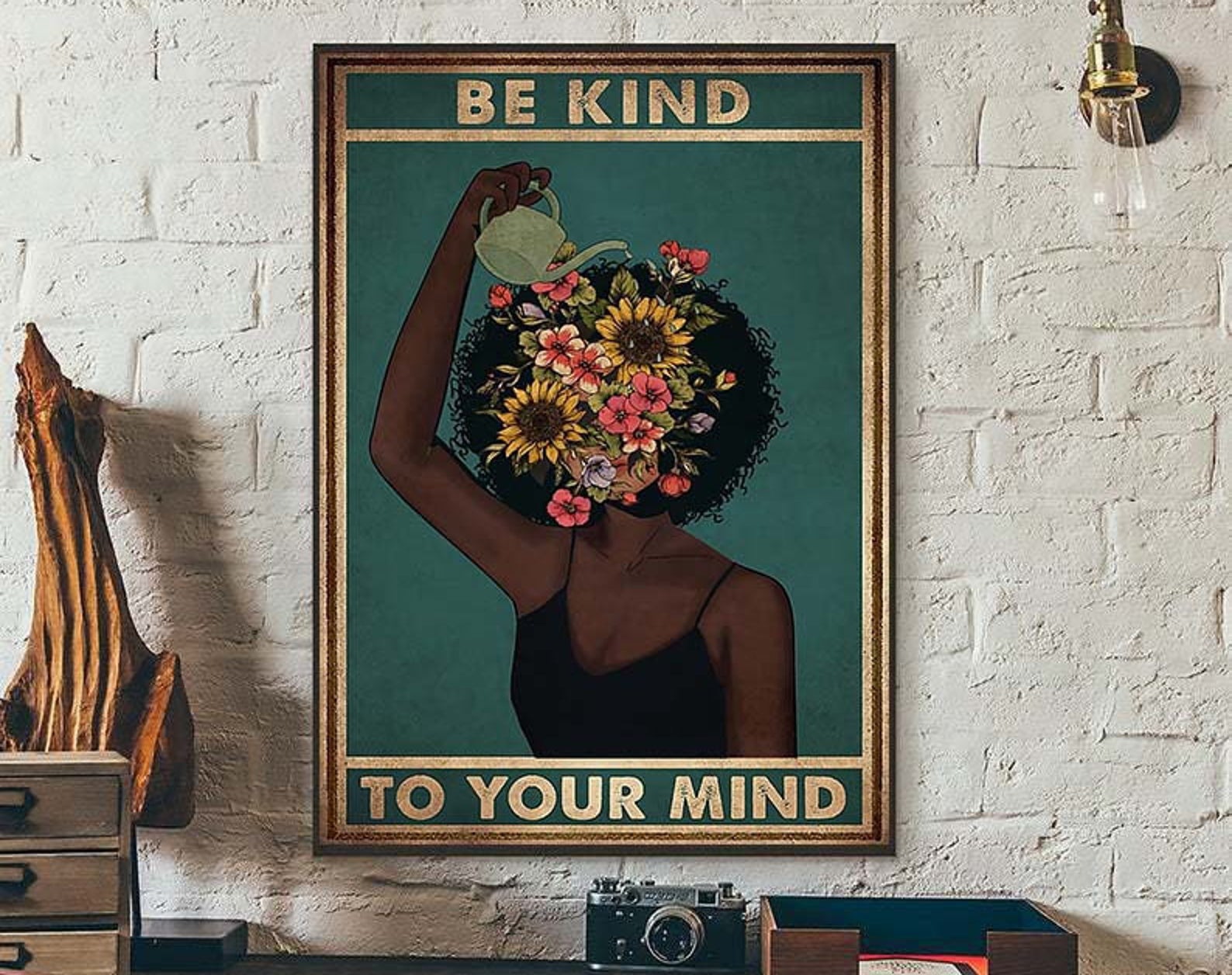 Be Kind To Your Mind Garden Garden Signs Pot Head Pot Head garden colorful garden Satin Poster Portrait no Frame