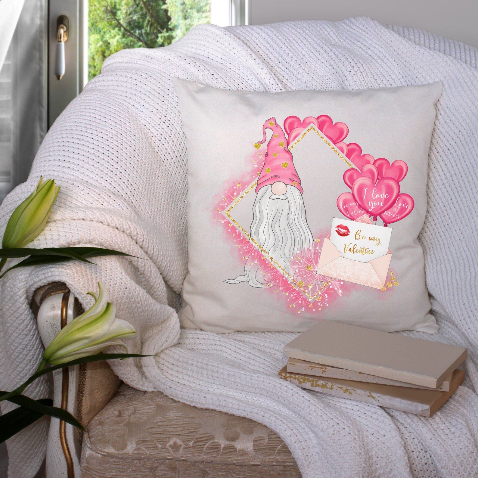 Be My Valentine, Gnome Pillow Cover, Valentines Day Gifts, Valentine Day Pillow Gifts