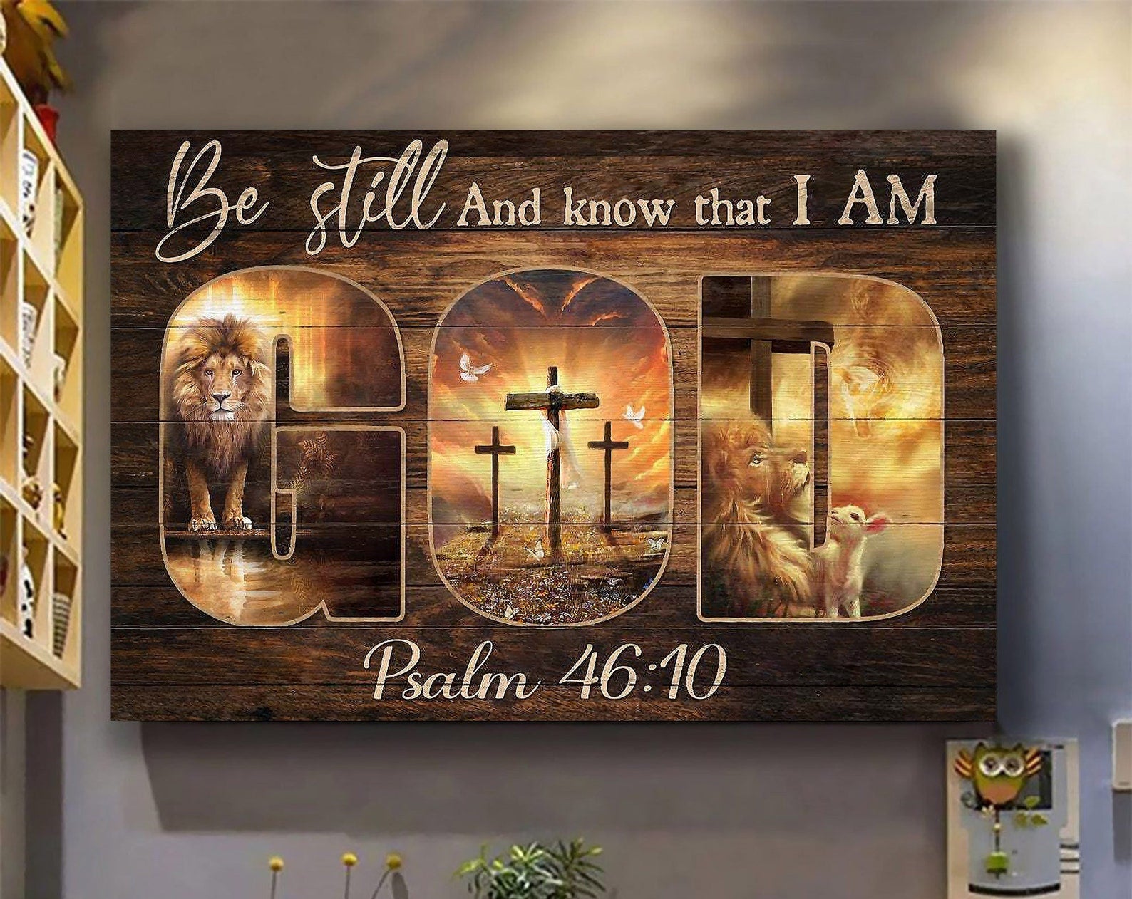 Be Still And Know Lion God Communion Gift Christian Frame Wrapped Canvas Home Decor full size