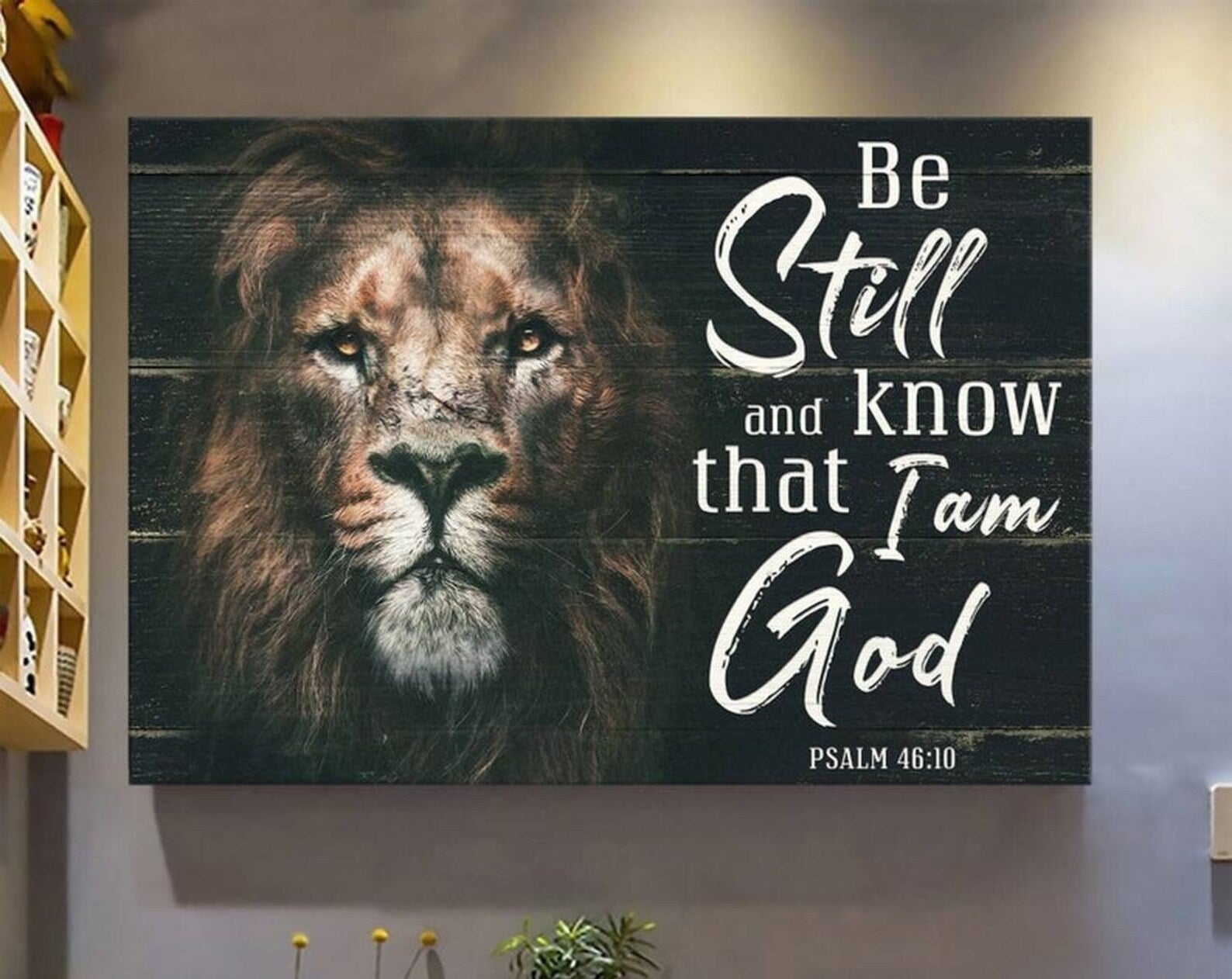 Be Still And Know Lion God Communion Gift Christian Frame Wrapped Canvas Home Decor full size