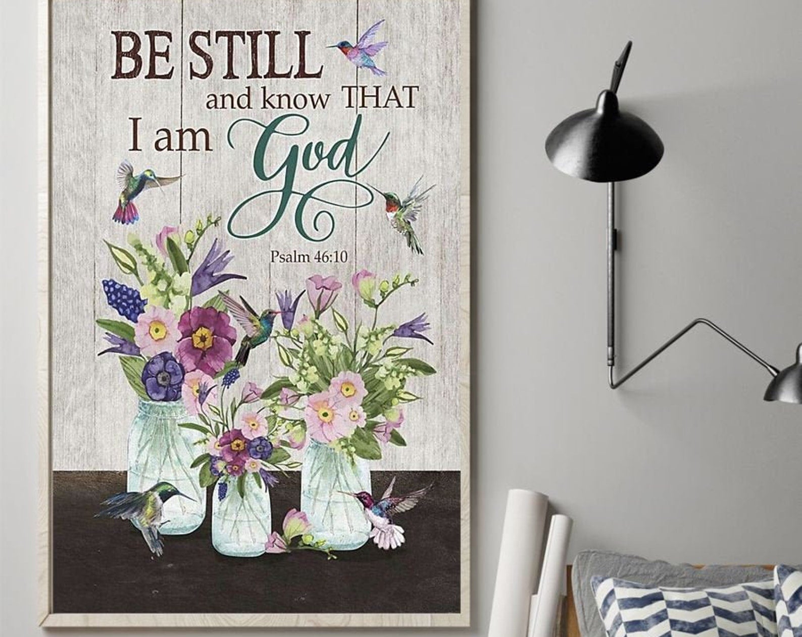 Be Still And Know That I Am A God Jesus Jesus Gift for him Frame Wrapped Canvas Home Decor full size