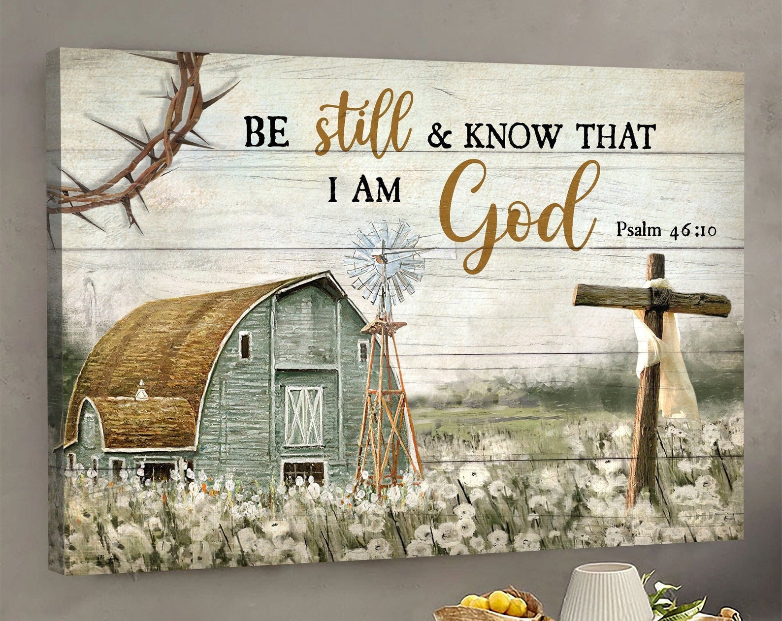 Be Still And Know That I Am God God Communion Gift Christian Frame Wrapped Canvas Home Decor full size