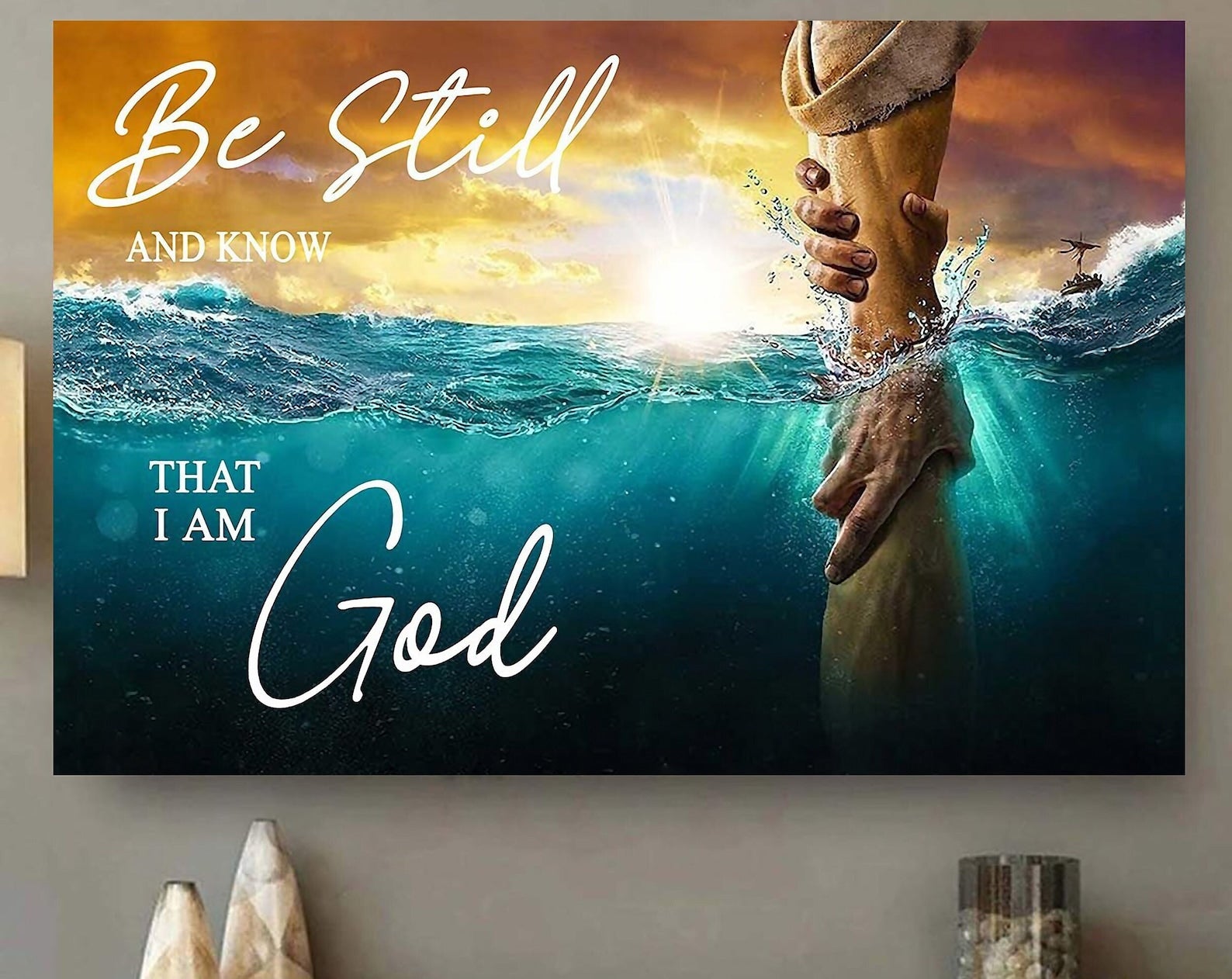 Be Still And Know That I Am God Jesus Christian God Prints Thanksgiving Christmas Gift Frame Wrapped Canvas Home Decor full size