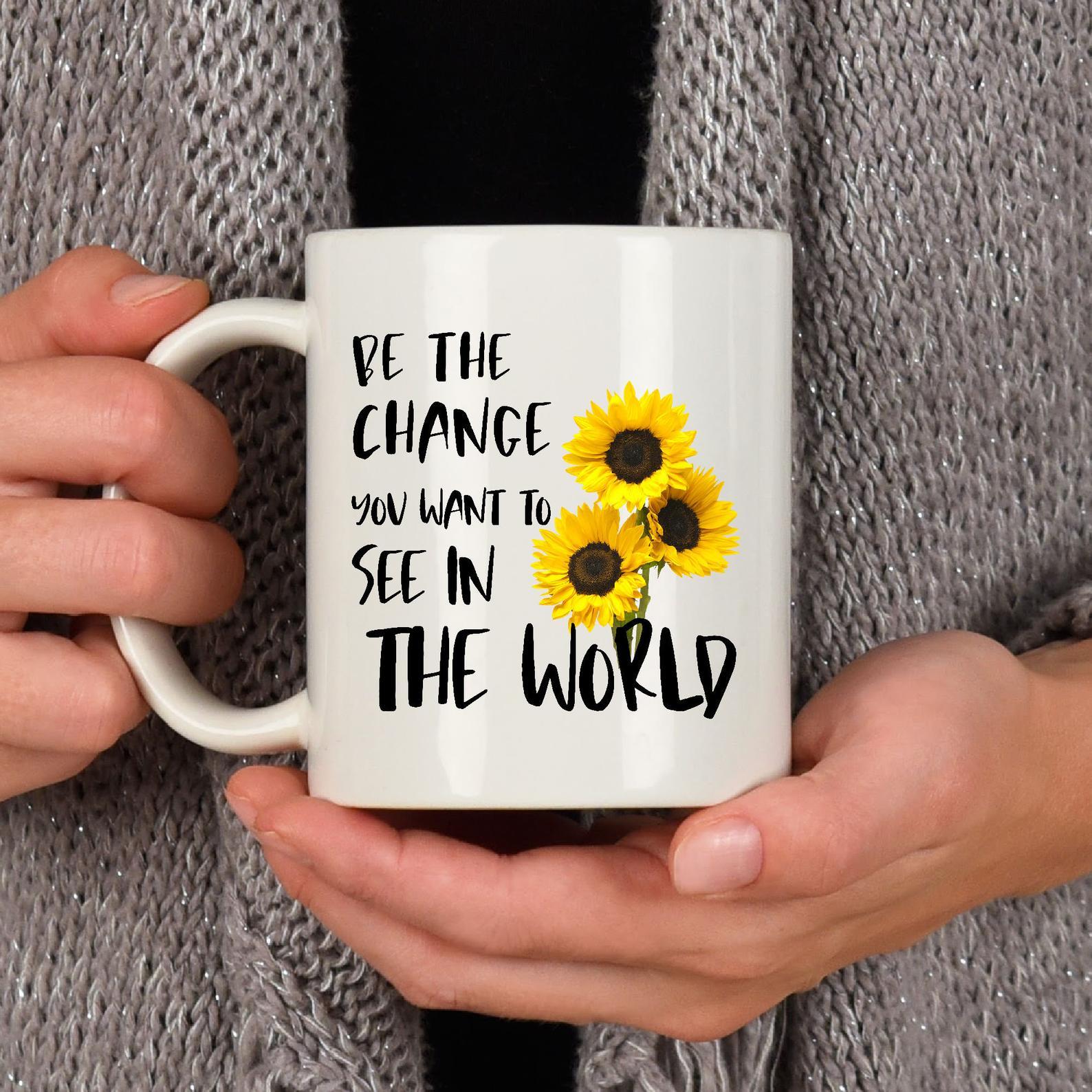 Be The Change Kindergarten Teacher Mug White Ceramic 11-15oz Coffee Tea Cup