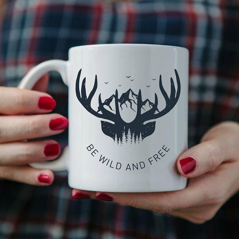 Be Wild And Free Mug White Ceramic 11-15oz Coffee Tea Cup