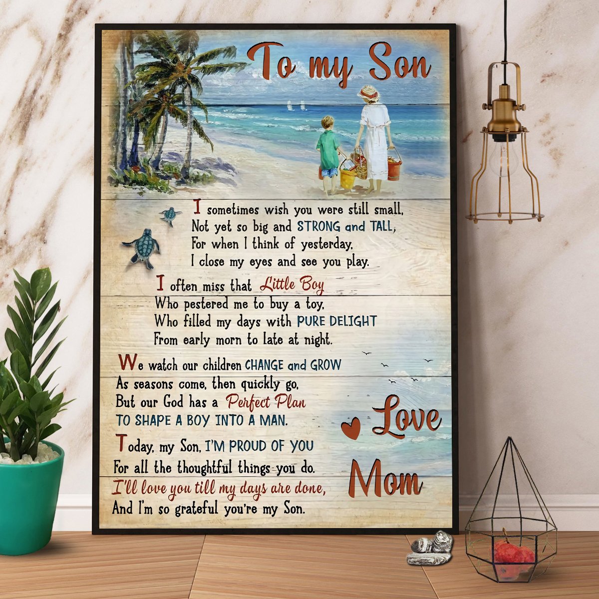 Beach Mom To My Son I'Ll Love You Till My Days Are Done Satin Poster Portrait No Frame