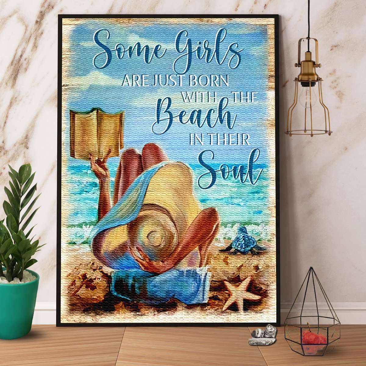 Beach Some Girls Are Just Born With The Beach In Their Soul Satin Poster Portrait No Frame