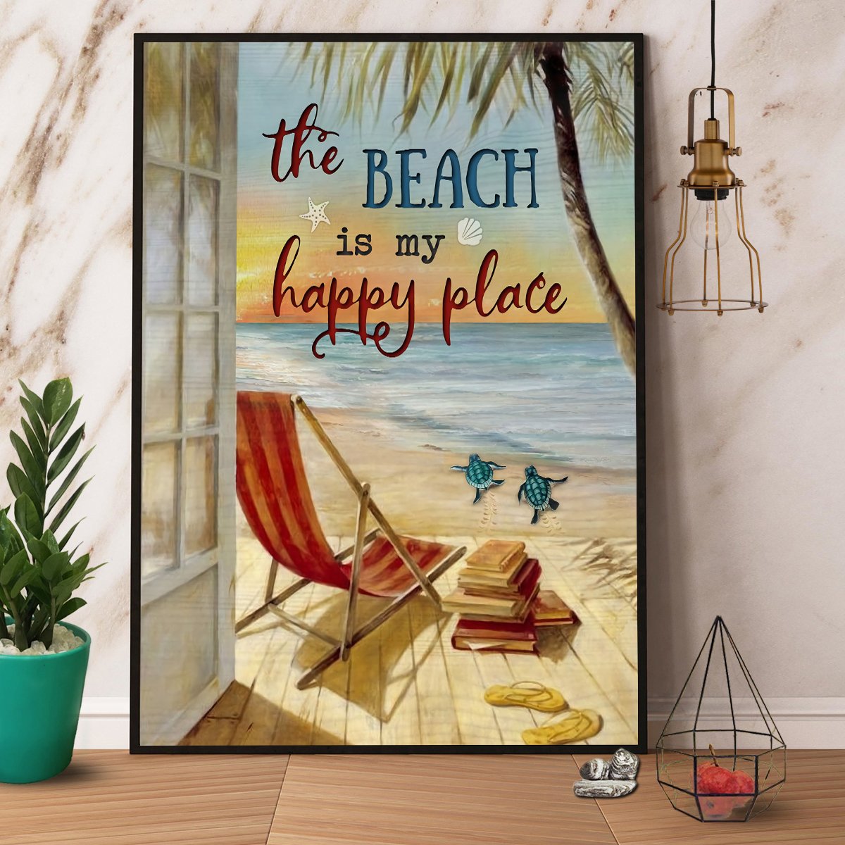 Beach The Beach Is My Happy Place Satin Poster Portrait No Frame