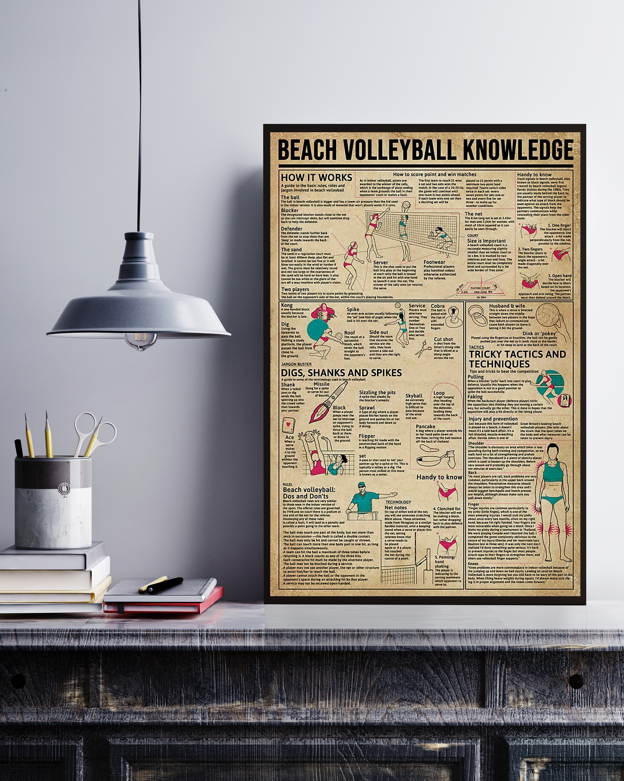 Beach Volleyball Poster Portrait Knowledge Poster No Frame