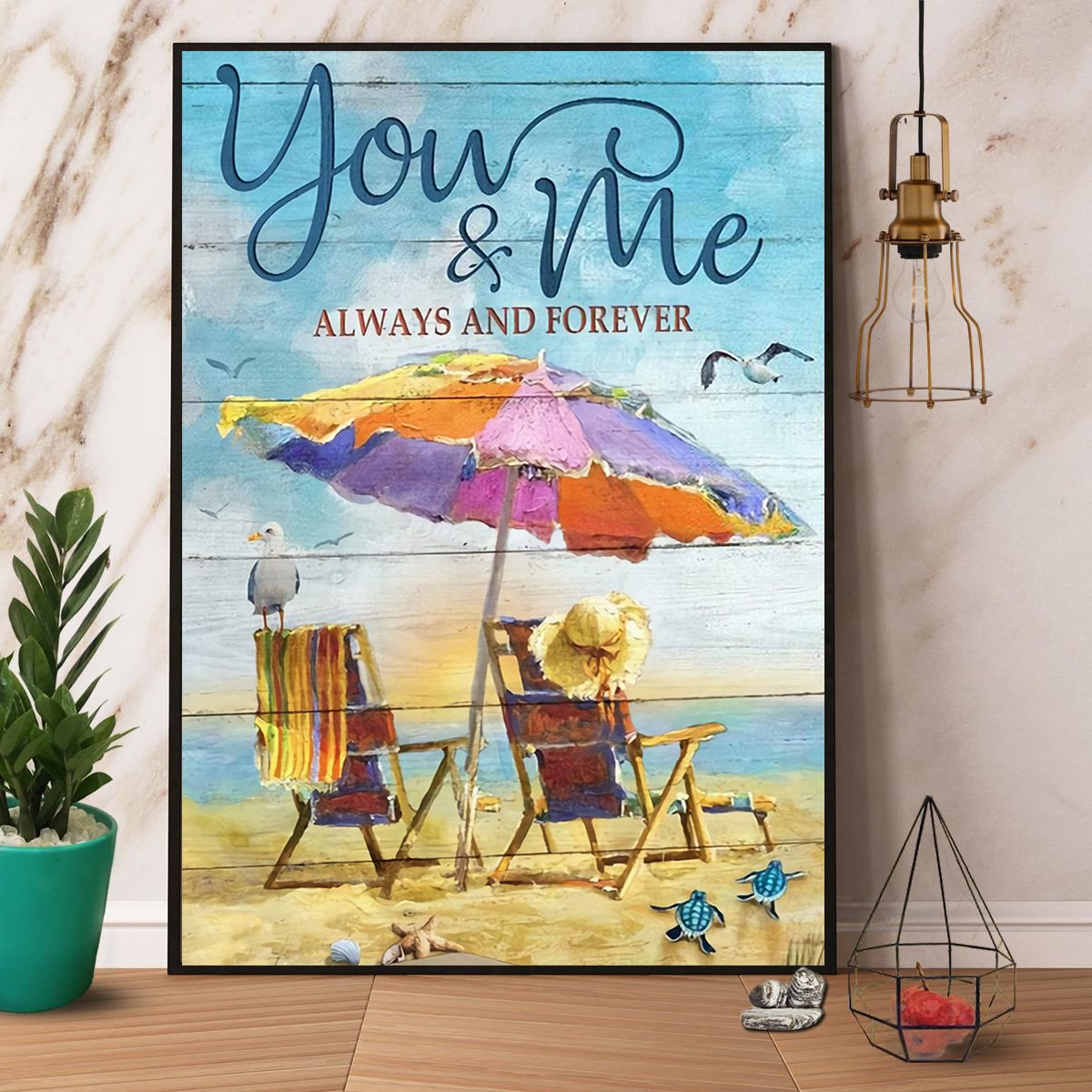 Beach You & Me Always And Forever Satin Poster Portrait No Frame