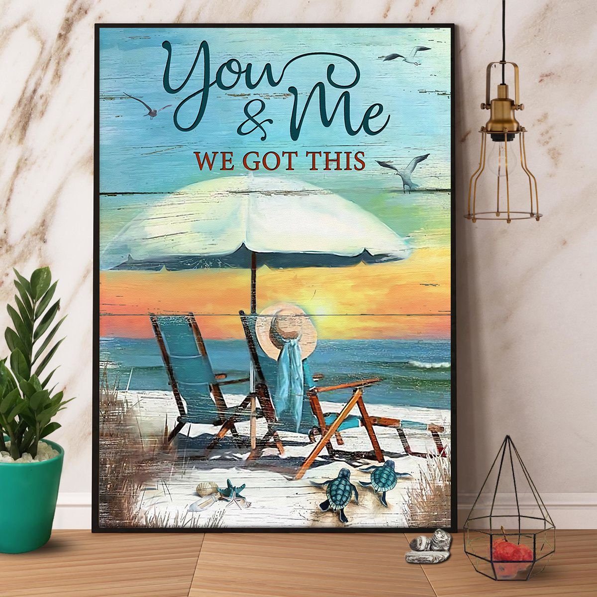 Beach You & Me We Got This Satin Poster Portrait No Frame