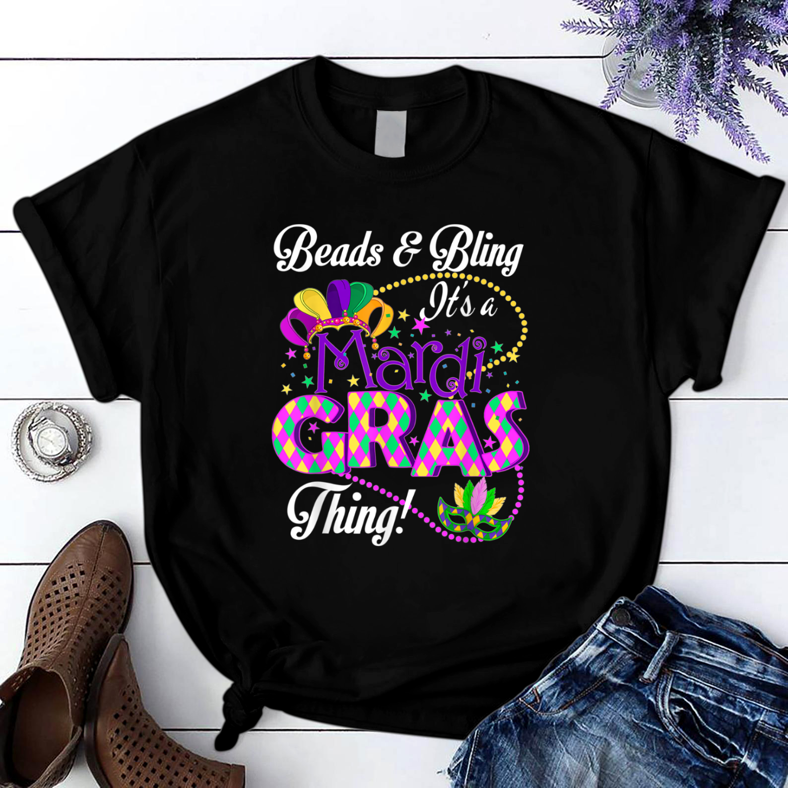 Beads And Bling It'S A Mardi Gras Thing T Shirt Black Unisex S-6Xl