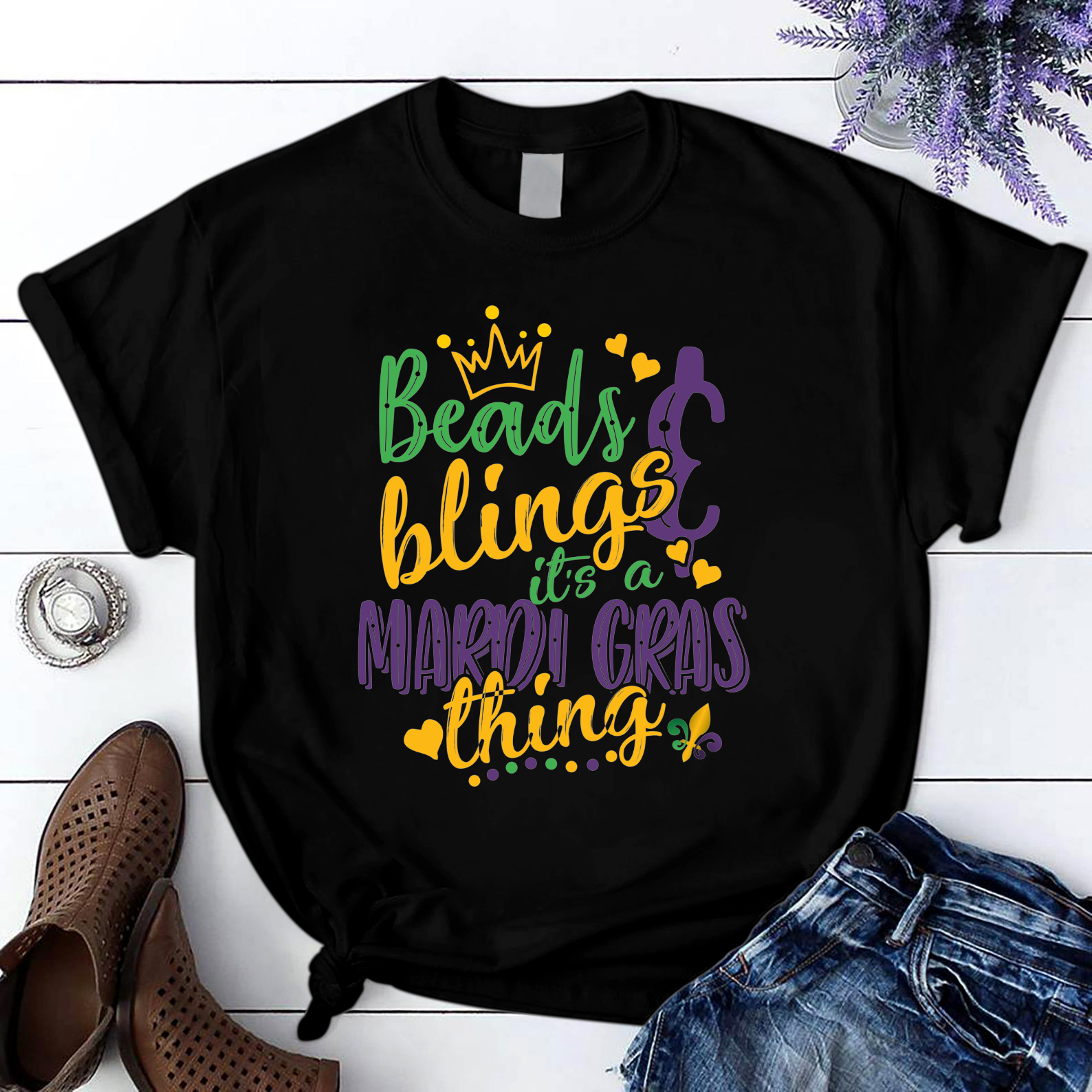 Beads Blings It'S A Mardi Gras Thing T Shirt Black Unisex S-6Xl