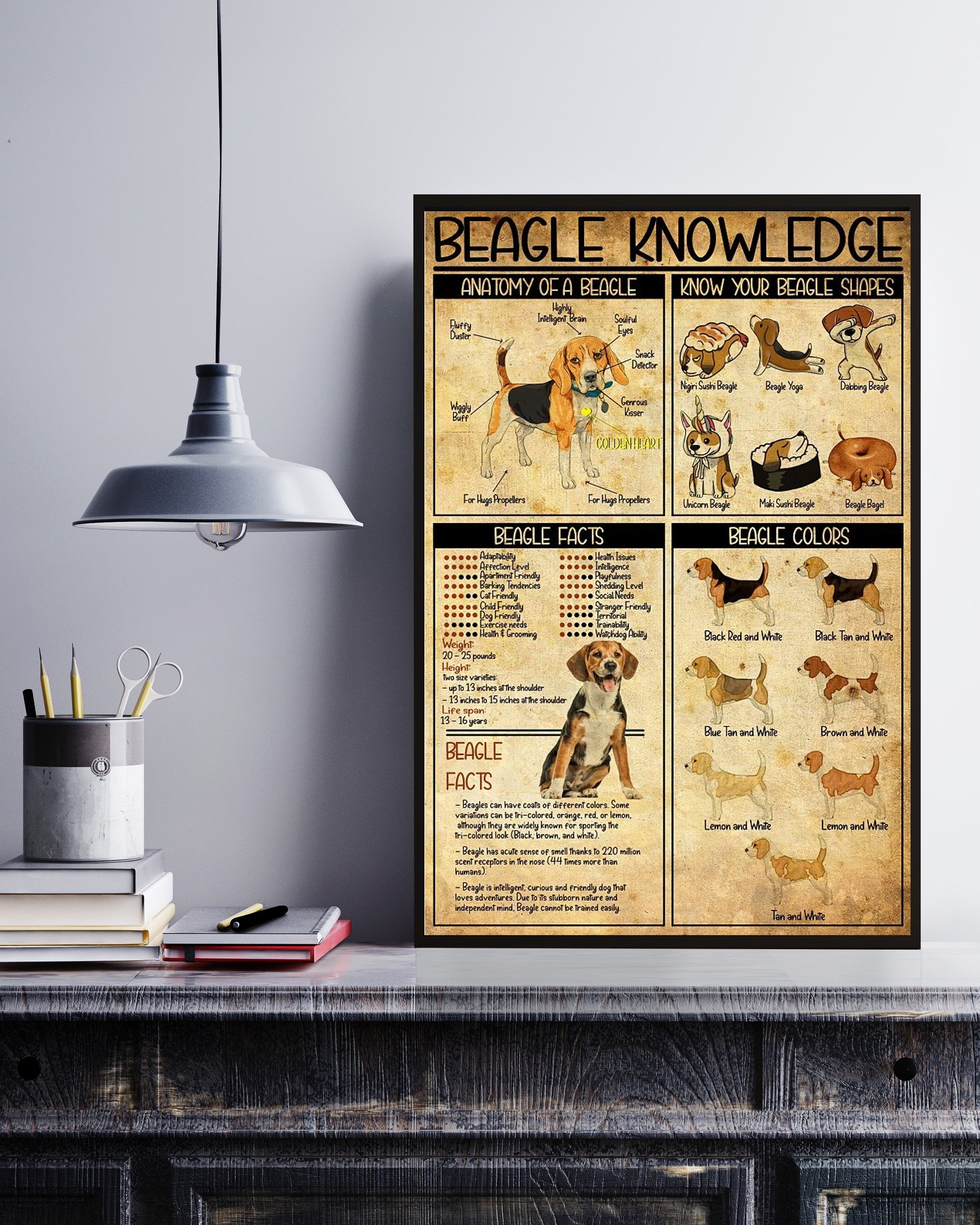 Beagle Knowledge Vertical Poster No Frame