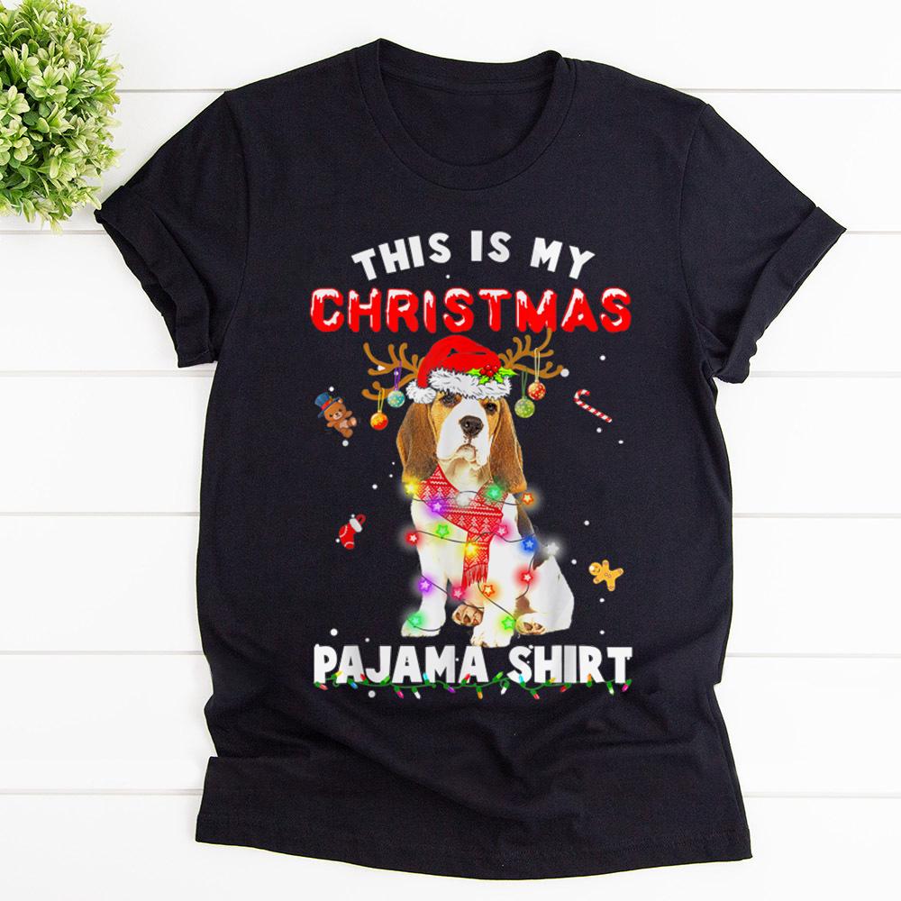 Beagle santa this is my christmas pajama shirt tricolor english beagle dog T Shirt Black Unisex S-6XL